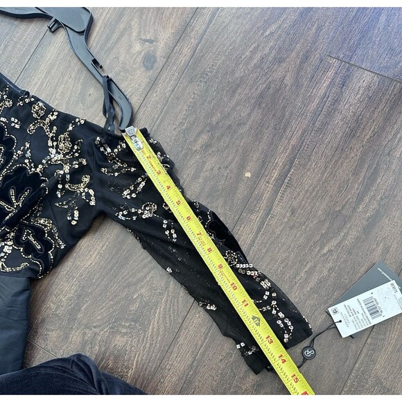 Adrianna Papell Women's Petite Beaded Taffeta-Skirt Gown Maxi Dress Black 6P - Picture 15 of 16